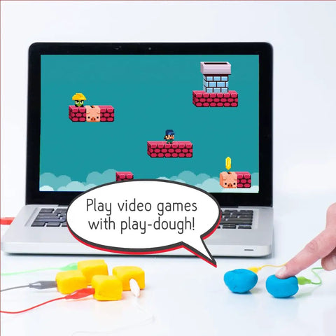 Hands On STEM Kit For Kids That Sparks Engineering And Coding Fun With Real Projects And Creative Challenges A Kid Friendly Awesome Learning Tool For Building Tech Skills At Home Or In Class. laptop game with play dough and connected wires