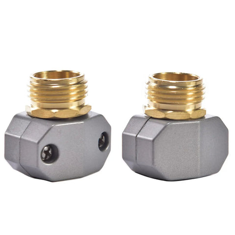 Brass Male Hose Coupling With Zinc Clamp And Stainless Screws For Three Quarter Inch Or Five Eighth Inch Garden Hose Repair Fitting Easy To Use Leak Free Compatible With Standard Hoses front view