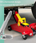 Heavy-Duty 12mm Universal Joint Drop Shaft For Horizontal Floor Jack shown with a red floor jack tool