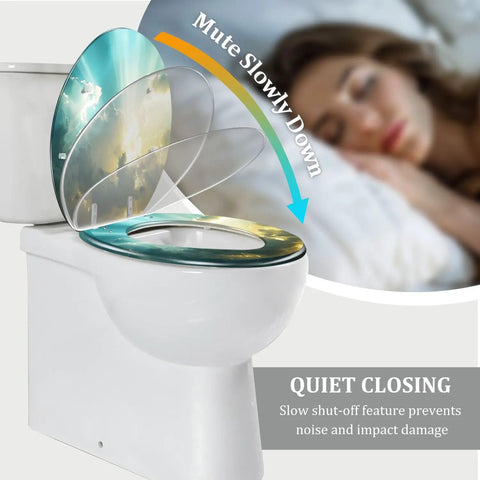 Toilet Seat Elongated Quick Release Bathroom with a quiet closing feature, designed for comfort and noise reduction.