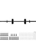 20 Ft Sliding Library Ladder Hardware Kit With Rock Solid Carbon Steel Track and Smooth Braking Casters assembly parts including screws and brackets.