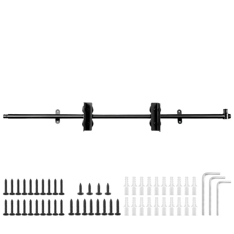20 Ft Sliding Library Ladder Hardware Kit With Rock Solid Carbon Steel Track and Smooth Braking Casters assembly parts including screws and brackets.