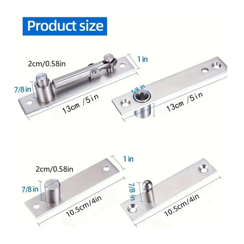 Diagram showing sizes of 360 Degree Heavy Duty Pivot Hinge Stainless Steel Hidden Door Hardware For Secret Doors And Bookshelves Invisible Mount