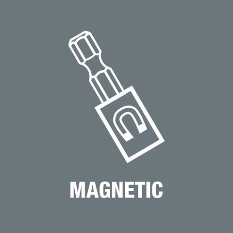 Illustration of magnetic icon representing All Purpose Stainless Steel Universal Bit Holder With One Quarter Inch Drive.