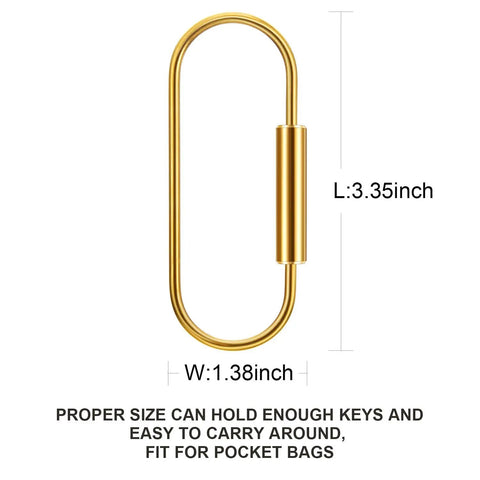 Heavy-Duty Brass Key Ring Clip Set 4 Pcs 3.35in Screw Lock Keychain Carabiner Holders size 3.35in x 1.38in