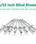 Aluminum Pop Rivets Kit 100 Count Dome Head Blind Rivets For Sheet Metal Five Thirty Second Inch Diameter And Three Eighth Inch Grip Length