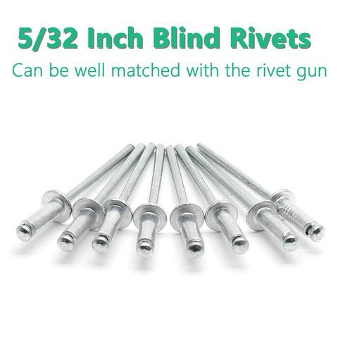 Aluminum Pop Rivets Kit 100 Count Dome Head Blind Rivets For Sheet Metal Five Thirty Second Inch Diameter And Three Eighth Inch Grip Length