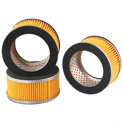 Pro Grade Air Compressor Filter Element Assembly For Cylinder Shape Air Intake Precise Filtration To Cut Debris And Extend Equipment Life Fits 106x75x51mm Models With Metal Trim Bulk Pack Of Three Replacement Filters, orange pleated filter