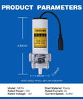 Food Grade Electric Water Transfer Pump With Speed Adjustable 100 To 240V for ice makers with dimensions and specs shown