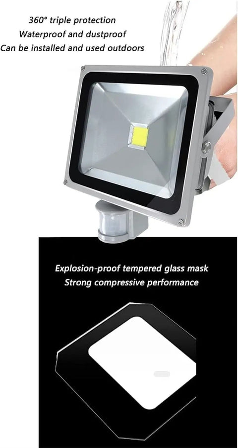 Spot Lighting Led Flood Lights Outdoor Motion Sensor Lm/W Security Lig, Warm White,100W with waterproof design and tempered glass.