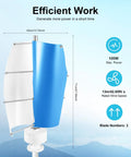 Two Blade 100W 12V Vertical Axis Wind Turbine With Controller showing blue and white blades, 77cm height, for off grid power