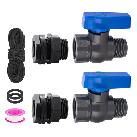 Rain Barrel Spigot Kit 2 Pack Easy Hookup Three Quarter Inch Garden Hose Shut Off Valves With Bulkhead Fittings