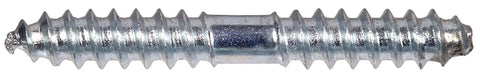 Heavy Duty Tough As Nails Zinc Plated Double End Dowel Screws 1/4 X 2 Inch close-up view showing threaded design for hidden joint building.