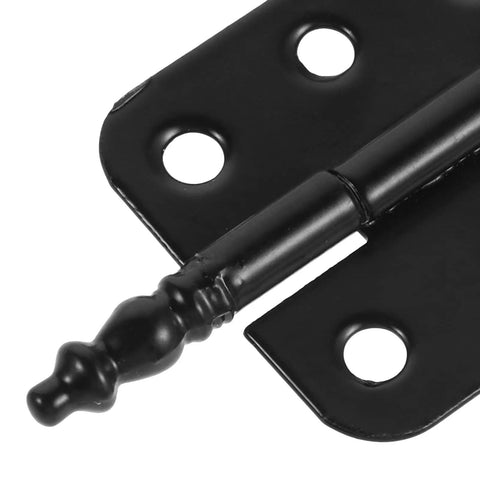 Close-up of black hinge from 10 Pack Antique Hinges for Wooden Boxes and Jewelry Cases, featuring detailed finial design