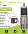 Beefy Torque Planetary Gearbox For 775 DC Motor 12 Volt Or 24 Volt 42mm Size shown with features and specifications