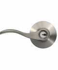 Accent Door Lever With Keyed Entry Lock In Satin Nickel, Easy Install Self Aligning Screws, Front Door Security Upgrade