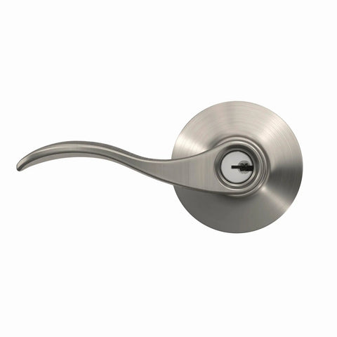Accent Door Lever With Keyed Entry Lock In Satin Nickel, Easy Install Self Aligning Screws, Front Door Security Upgrade