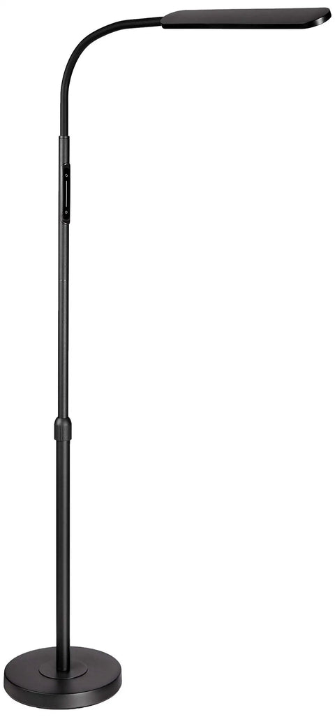 LED Floor Lamp With Adjustable Height And Stepless Dimming, Modern Reading Light, Retractable Pole, Minimalist Black Standing Lamp