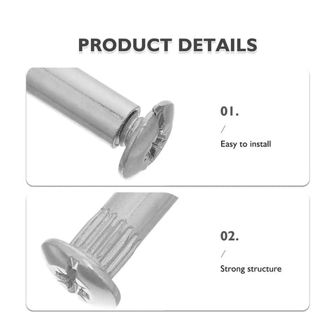 Heavy Duty M6 Wood Panel Connector Bolts 100 Piece Cabinet And Desk Fastener Kit close-up showing bolt head and threads