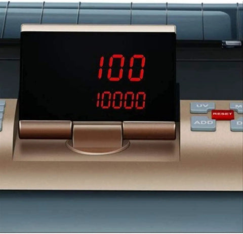 Heavy Hitter Cash Counter Machine With Smart Anti Fraud Bill Scanner And Crisp Lcd Screen And Mute Operation control panel displaying red digits.