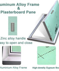 No Sweat Heavy Duty Flush Mount Aluminum Drywall Access Panel with aluminum frame and plasterboard for utility access.
