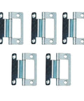 Set of five zinc plated steel cranked flush hinges for 15 to 19 mm thick doors RV camper utility cabinet, 50x23mm