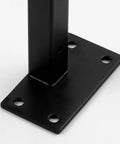 Close-up of black coated Heavy Duty Floating Shelf Brackets for Kitchen and Living Room, industrial wall mount with holes for secure installation