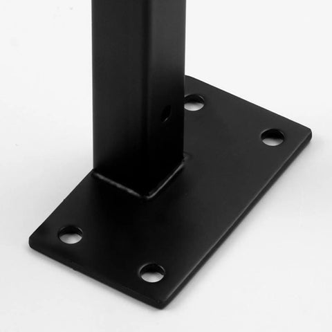 Close-up of black coated Heavy Duty Floating Shelf Brackets for Kitchen and Living Room, industrial wall mount with holes for secure installation