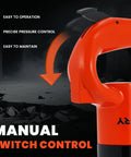 Manual switch control on a Powerful Pneumatic Hammer Shovel Air Chisel For Concrete Breaking And Metalwork, 21 Liters Per Second Air Flow, 32 Hz.