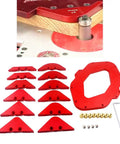 Hassle Free Router Table Round Corner Template And Fillet Gauge Jig For Smooth Woodworking Edges, red aluminum set with multiple radius options.