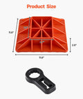 VEVOR High Lift Jack Base And Handle Keeper 11.6 Inch Off Road Support Stand with dimensions 11.6x7.3x2.6 inches, includes handle.