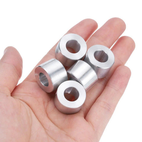 Aluminum Spacer 5 Piece Set With 3/8 Inch Bore, 3/4 Inch Outer Diameter, 1/2 Inch Length Standoff Bushing For 3/8 Inch Screws, Bolts, And Rods, Plain Finish Round Metal Spacer, Built To Last DIY Hardware