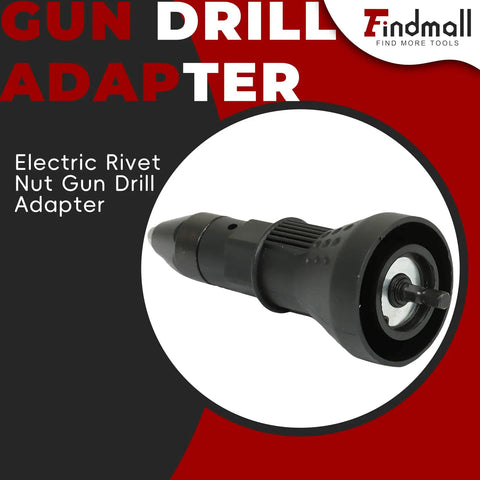 Tough As Nails Electric Rivet Nut Gun Drill Adapter For Cordless Drills view showing strong black alloy build for easy attachment.