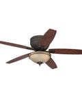 Quiet Indoor 52 Inch Ceiling Fan with LED Light Kit Reversible Blades in Applewood and Cherry Amber Alabaster Glass Bowl
