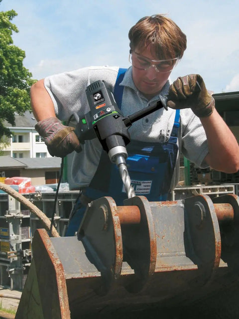 Reversible Hand Held Drilling Machine And Drive Motor For Metal Surfaces With Soft Start And Thermal Overload Protection, 16.3 Amp, 110V, Dual Speed 60 140 And 200 470 RPM, Stand Or Hand Held Use, Made In Germany, A Real Workhorse