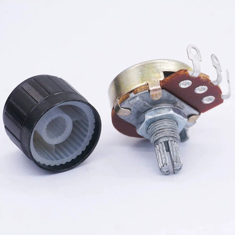 Three Pack 1M Ohm Potentiometer Single Turn Rotary Linear Variable Potentiometer with Three Black Aluminum Alloy Knob Set for DIY Audio Gear Instrument and Electronics Projects, black knob and 1M ohm pot