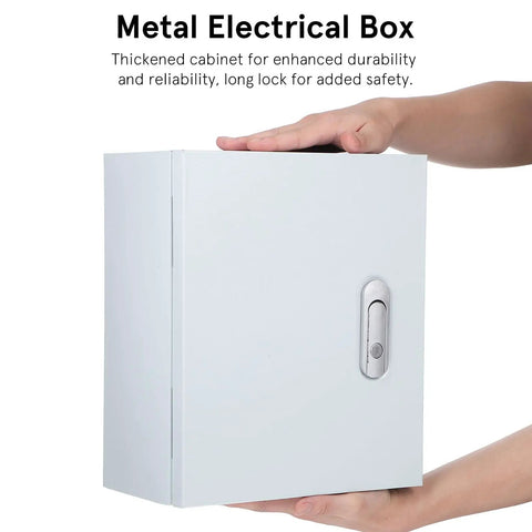 Wall Mounted Outdoor Power Distribution Box 250x300x140mm Heavy Duty Metal Enclosure Splashproof Electrical Control Panel Cabinet With Long Lock displayed
