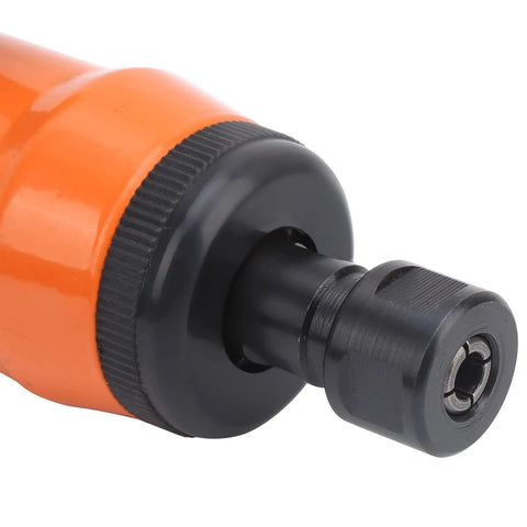 Close-up of Straight Pneumatic Air Die Grinder Kit With Quarter Inch Collet showing the black collet for abrasive bits.