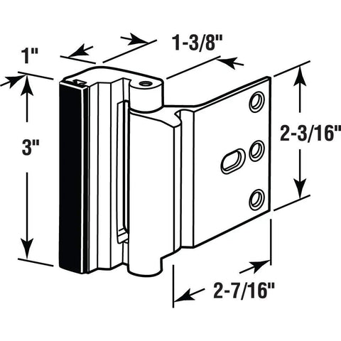 Door Reinforcement Lock For Inswing Doors, Extra Security Against Kick Ins, Bronze Finish Aluminum Construction, diagram