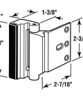 Door Reinforcement Lock With 3 Inch Stop For Extra Home Security, Aluminum Construction, Polished Brass Finish, Quick Install dimensions diagram