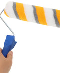 No Sweat Chemical Fiber Paint Roller For Smooth Ceiling Jobs And Easy Interior Decorating With Pro Level Lines And Zero Fuss Application For Quick Diy Makeovers And Touch Ups, held by hand with blue handle.