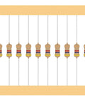 Illustration of 25 Value One Quarter Watt Carbon Film Resistor Kit From One Ohm To One Mega Ohm Five Percent Axial Lead Assortment RoHS Certified