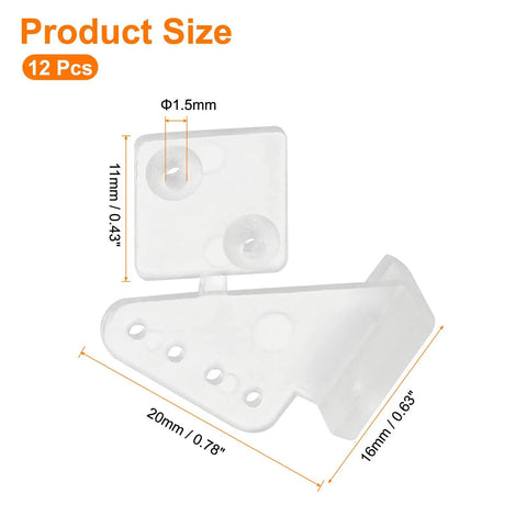 12Pcs Plastic Control Horns With 4 Hole Adjustment For RC Airplanes And DIY Models, transparent plastic control horn dimensions