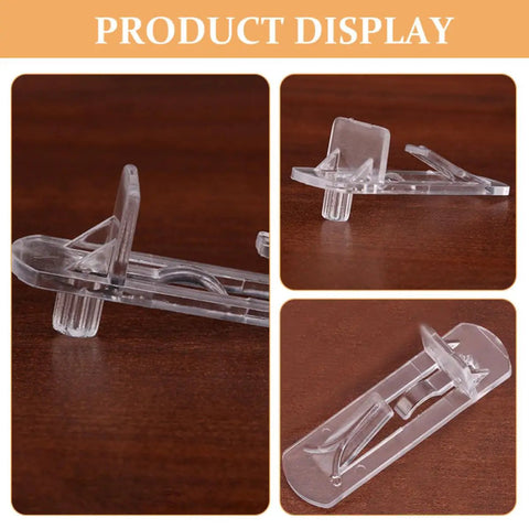 Plastic Shelf Support Pegs With Locking Clips 30 Pack for 15mm Wood, transparent plastic, product display, close-up view