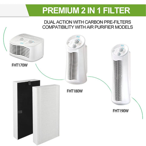Dual Action HEPA Air Filter Replacement For U Filter HFR201B And FRF102B, compatible with FHT170W, FHT180W, FHT190W purifiers, 6 Pack
