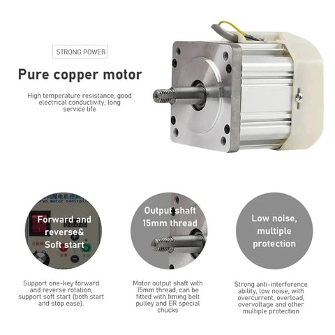 Power Packed Brushless Servo Motor Kit With Adjustable Power 550W 750W 1100W 2200W, Dual Voltage 110V 220V, front view