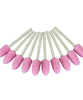 10 Piece 8mm Pink Aluminum Oxide Mounted Stone Point Grinding Abrasive Set With 1/8 Inch Shank For Dremel And Other Rotary Tools Pro Grade Heavy Duty Polishing Deburring Shaping