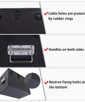 Built Tough Steel Battery Box Enclosure Fits 12V Deep Cycle Groups 24 And 27 with cable holes, handles, and fixing holes.
