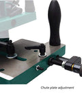 Pro Grade Mortise And Tenon Jig For Table Saw With Quick Tightening Clamp chute plate adjustment view