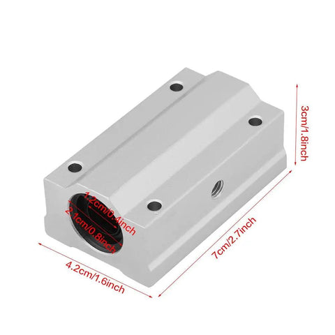 Heavy Duty 12Mm Linear Motion Ball Bearing Slide Block With Aluminum Housing And Flat Mount Base top view with dimensions labeled